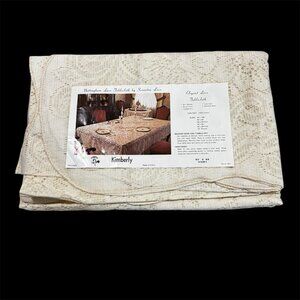 Vintage Lace Tablecloth Kimberly 60x92 Ivory Cream Victorian Linens Tea Party